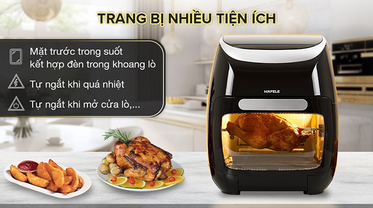 Lò chiên không dầu Hafele HS-AF1102B 11 lít được trang bị tính năng tự ngắt khi quá nhiệt giúp đảm bảo an toàn cho người sử dụng