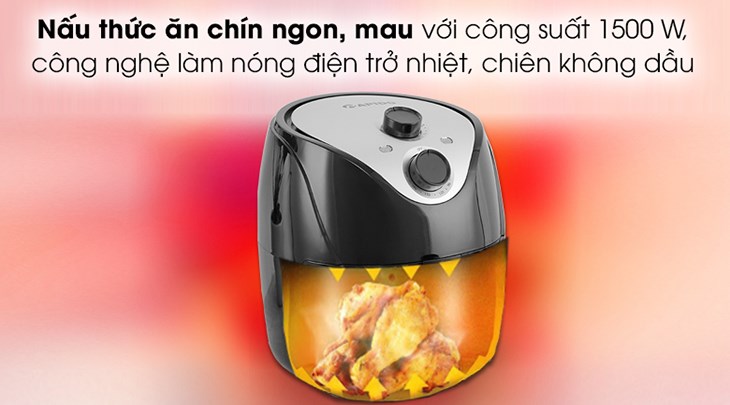 Nồi chiên không dầu Rapido RAF5.0M 5 lít với công suất hoạt động 1500W giúp việc nấu thức ăn nhanh chín hơn