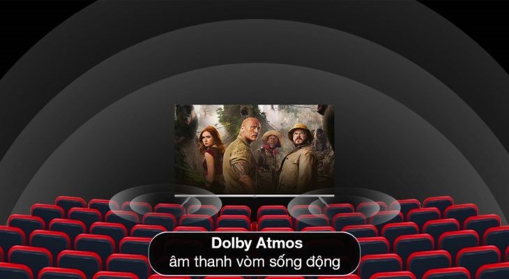 Công nghệ Dolby Atmos của Google Tivi AQUA 4K 55 inch AQT55P750UG giúp tái tạo âm thanh vòm giả lập sống động trong mọi không gian
