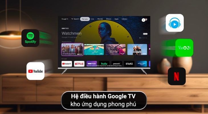 Google Tivi AQUA 4K 55 inch AQT55P750UG sử dụng hệ điều hành Google TV có nhiều ứng dụng với giao diện đẹp mắt, dễ thao tác