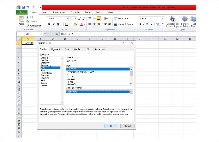 Cách sửa lỗi và định dạng ngày tháng trong Excel