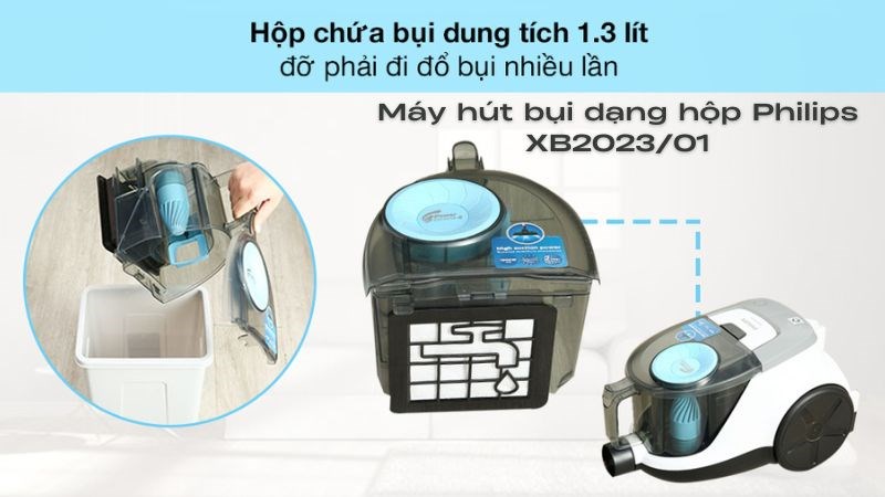 Máy hút bụi Philips có thiết kế nhỏ gọn, nhưng dung tích vẫn rất lớn Máy hút bụi Philips có thiết kế nhỏ gọn, nhưng dung tích vẫn rất lớn