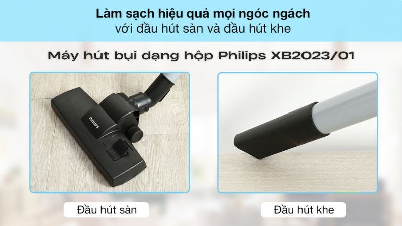 Máy hút bụi Philips có nhiều dạng đầu hút vô cùng tiện lợi Máy hút bụi Philips có nhiều dạng đầu hút vô cùng tiện lợi