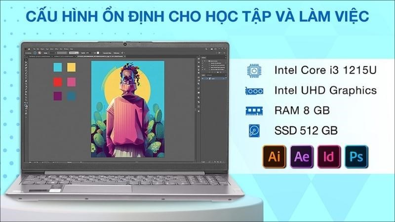 Laptop Lenovo Ideapad 3 15IAU7 i3 1215U (82RK001MVN) - Với phong cách vô cùng hiện đại kết hợp cùng bộ vi xử lý mạnh mẽ