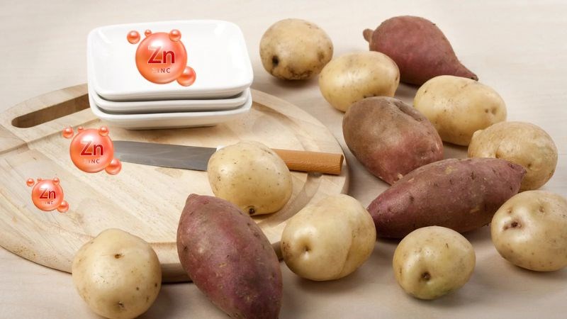 Khoai lang, khoai tây là loại rau củ chứa nhiều kẽm Khoai lang, khoai tây là loại rau củ chứa nhiều kẽm