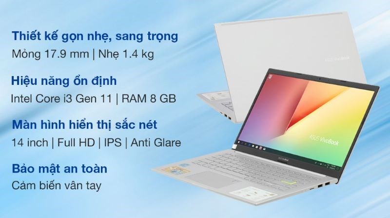 Laptop Asus Vivobook có hiệu năng xử lý ổn định nhờ chipset Intel Core i3 Tiger Lake - 1115G4