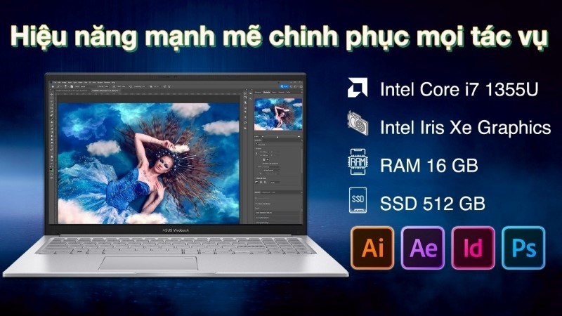Laptop Asus Vivobook 15 X1504VA i7 1355U (NJ023W) với hiệu năng mạnh mẽ, đ&aacute;p ứng tốt hầu hết c&aacute;c nhu cầu từ l&agrave;m việc, học tập đến giải tr&iacute;