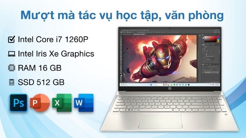 Laptop HP Pavilion 15 eg2088TU i7 (7C0R0PA) sở hữu card t&iacute;ch hợp Intel Iris Xe Graphics với hiệu năng cao