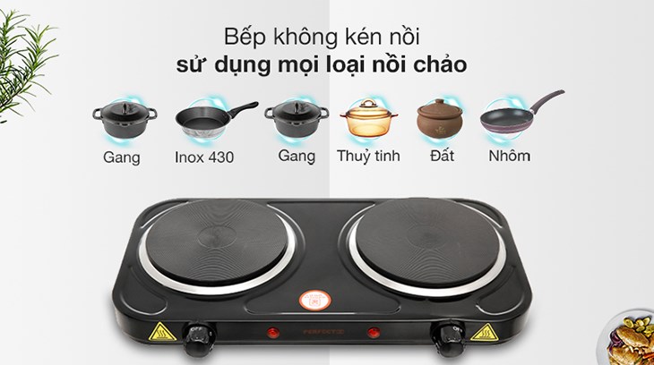 Bếp điện đôi Perfect PF-HP789 không kén nồi, chảo giúp người dùng linh hoạt sử dụng