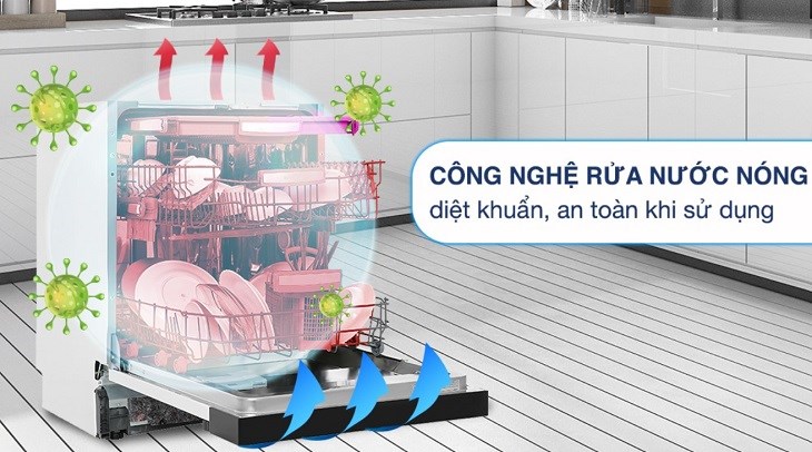 Máy rửa chén bán âm Hafele HDW-HI60B đến từ thương hiệu Đức, nổi tiếng về độ bền và cho hiệu quả làm sạch chén bát vượt trội