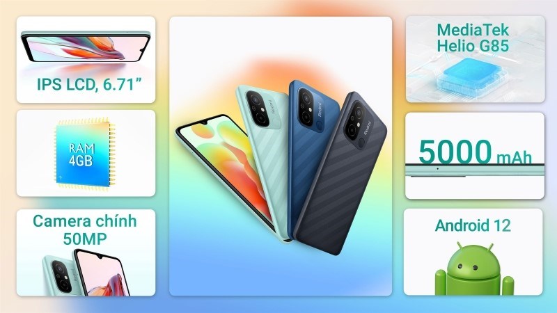 Xiaomi Redmi 12C 64GB với tkế trẻ trung, hiện đại, đường nét tinh xảo và màu sắc thời thượng