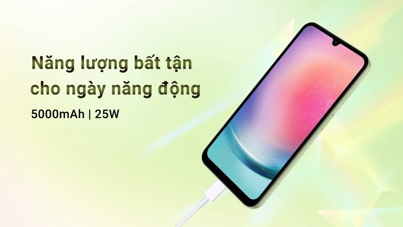 Galaxy A24 được trang bị tấm nền Super AMOLED giúp tài hiện màu sắc rực rỡ, sống động