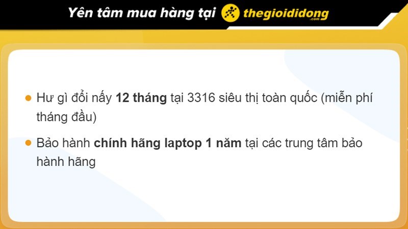 Chính sách bảo hành laptop tại TGDĐ