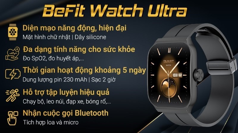 BeFit Watch Ultra và BeFit Watch Ultra S có thiết kế mạnh mẽ, nam tính