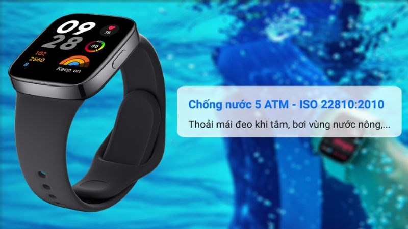 Xiaomi Redmi Watch 3 42.6mm có khả năng chống nước 5ATM Xiaomi Redmi Watch 3 42.6mm có khả năng chống nước 5ATM