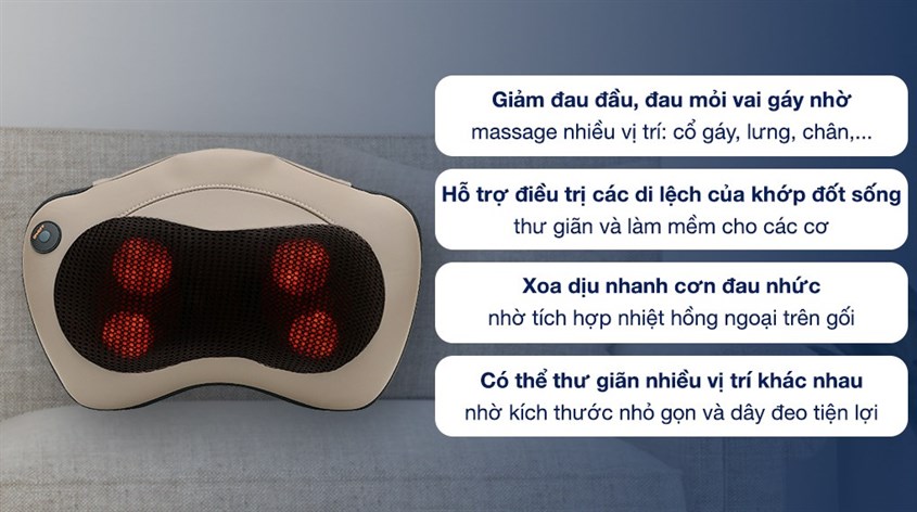 Gối Massage Poongsan MPP-020 giúp làm dịu các cơn đau hiệu quả nhờ sở hữu những chế độ massage hiện đại 
