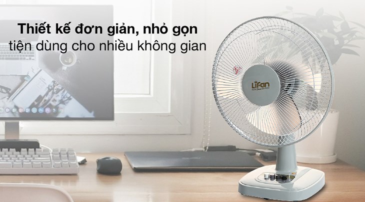 Quạt bàn Lifan 3 cánh B-212 35W với kiểu dáng nhỏ gọn kết hợp gam màu nhẹ nhàng phù hợp đặt tại mọi không gian