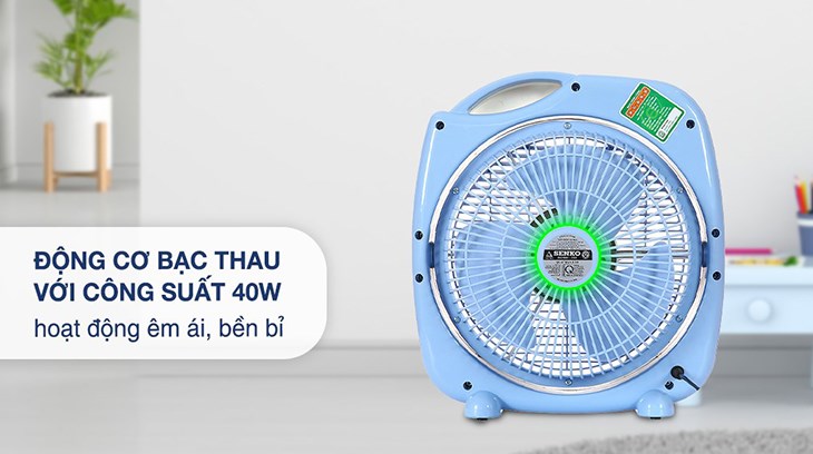 Quạt hộp Senko 3 cánh BD1012 40W với công suất 40W kết hợp động cơ đồng vận hành êm ái, làm mát nhanh chóng