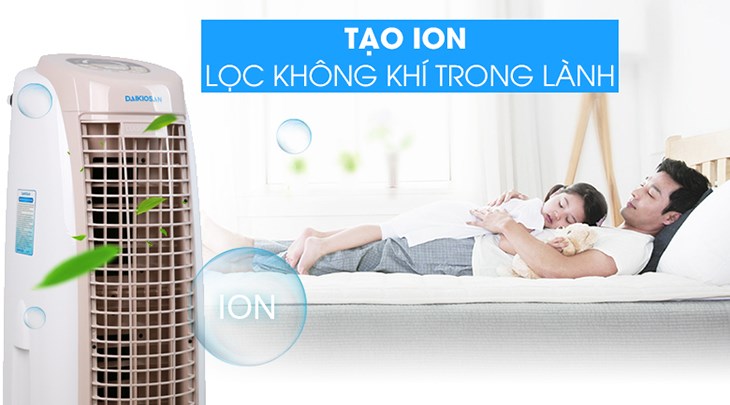 Quạt điều hoà Daikiosan DKA-02500B với khả năng tạo ion lọc không khí giúp tạo độ ẩm và làm mát hiệu quả