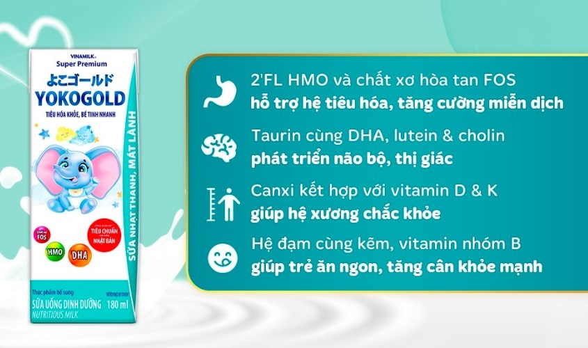 Thùng 48 hộp sữa pha sẵn Vinamilk YokoGold 180 ml (từ 1 tuổi)