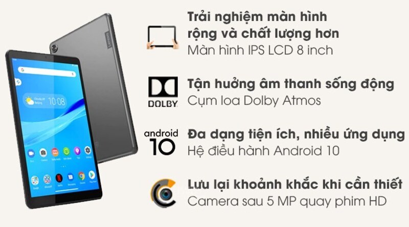 Lenovo Tab M8 sử dụng vi xử l&yacute; MediaTek Helio A22 với 4 nh&acirc;n 