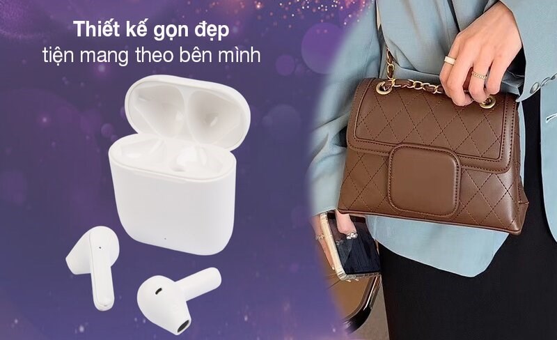 Tai nghe True Wireless gọn nhẹ, gam m&agrave;u trắng trẻ trung