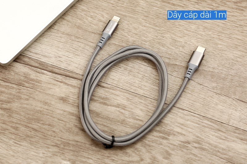 C&aacute;p sạc Xmobile X&aacute;m c&oacute; d&acirc;y được chế tạo từ vỏ d&acirc;y bện