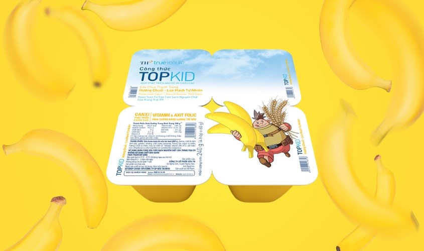 Lốc 4 hộp sữa chua thanh trùng TH true YOGURT Top Kid vị vani 60g (từ 2 tuổi)