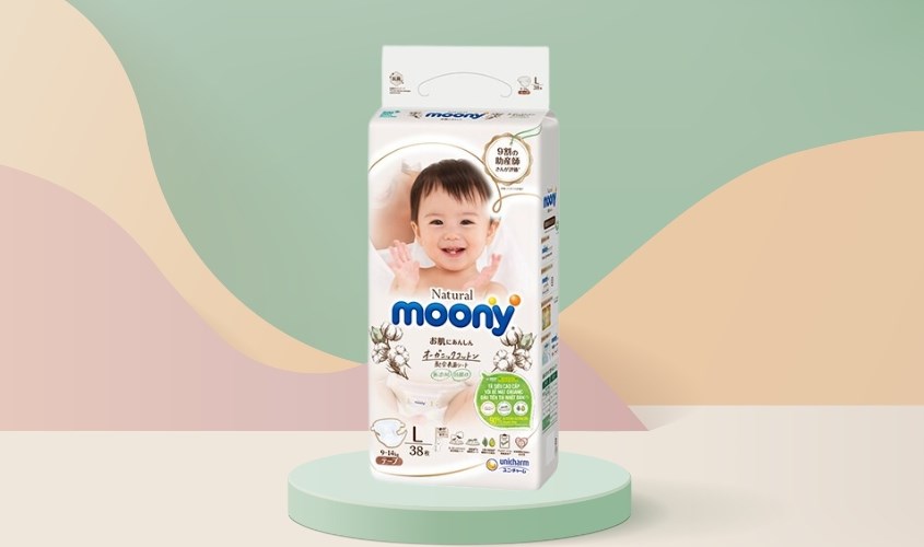 Tã dán Moony Natural size L 38 miếng (9 - 14 kg)