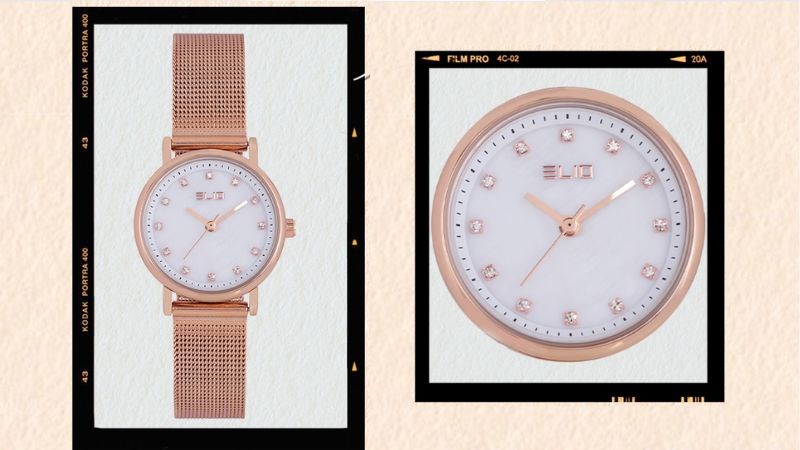 Chiếc đồng hồ n&agrave;y được thiết kế với d&acirc;y th&eacute;p kh&ocirc;ng gỉ bền bỉ