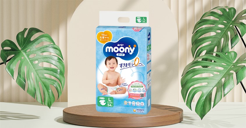 Tã dán Moony size L 54 miếng (9 - 14 kg) - Giao bao bì ngẫu nhiên