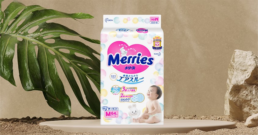 Tã dán Merries size M 64 miếng (6 - 11 kg)