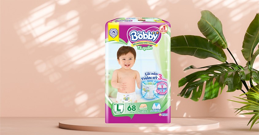 Tã quần Bobby size L 68 miếng (9 - 13 kg)