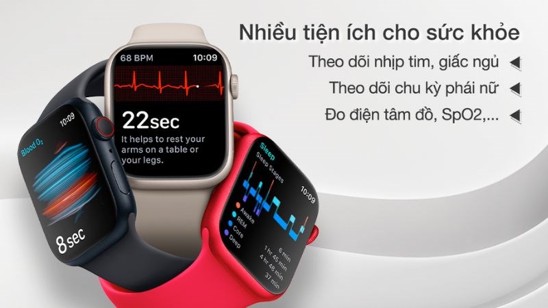 Apple Watch S8 LTE 45mm, người bạn theo d&otilde;i sức khỏe tuyệt vời