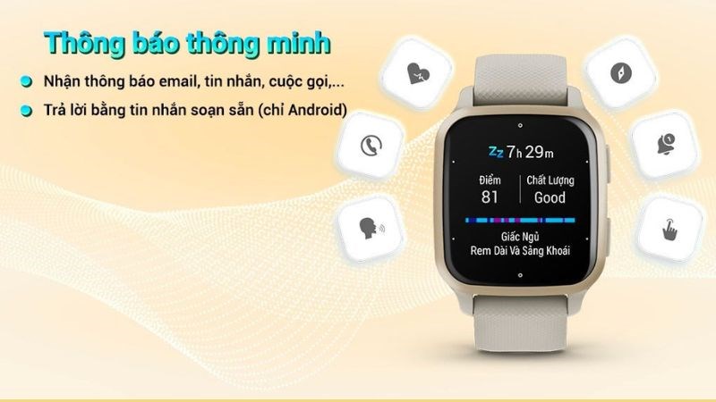 Đồng hồ Garmin Venu SQ 2 Music hỗ trợ nhận th&ocirc;ng b&aacute;o nhanh ch&oacute;ng