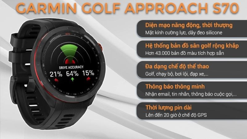 Garmin Golf Approach S70 hỗ trợ người d&ugrave;ng chơi golf chuy&ecirc;n nghiệp