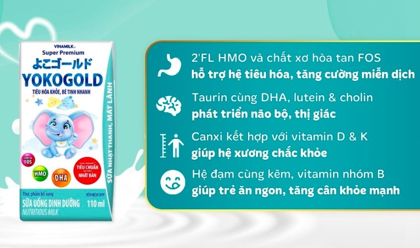 Lốc 4 hộp sữa pha sẵn Vinamilk YokoGold 110 ml (từ 1 tuổi)
