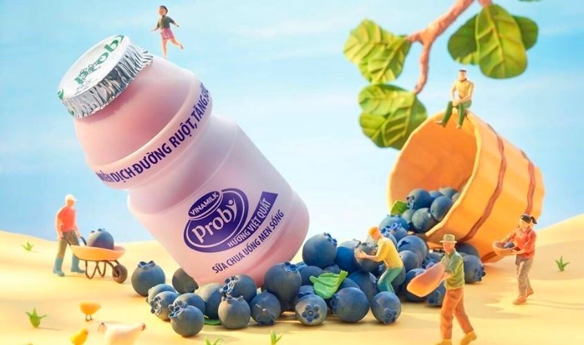 Lốc 5 chai sữa chua uống men sống Vinamilk Probi vị việt quất 65 ml (từ 1 tuổi)