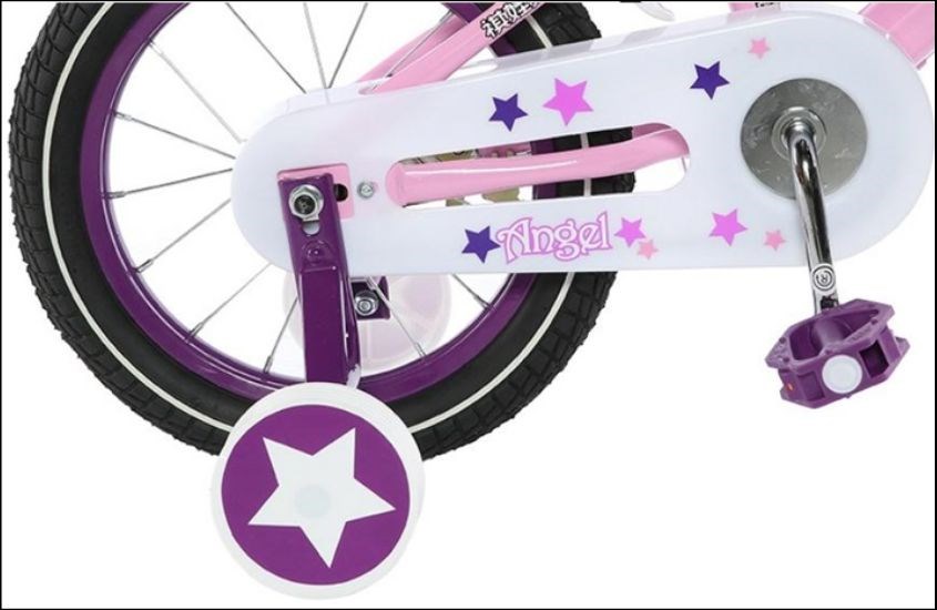 Xe đạp trẻ em Stitch British girl JY909-14 14 inch trang bị bánh xe phụ hỗ trợ bé mới tập đi