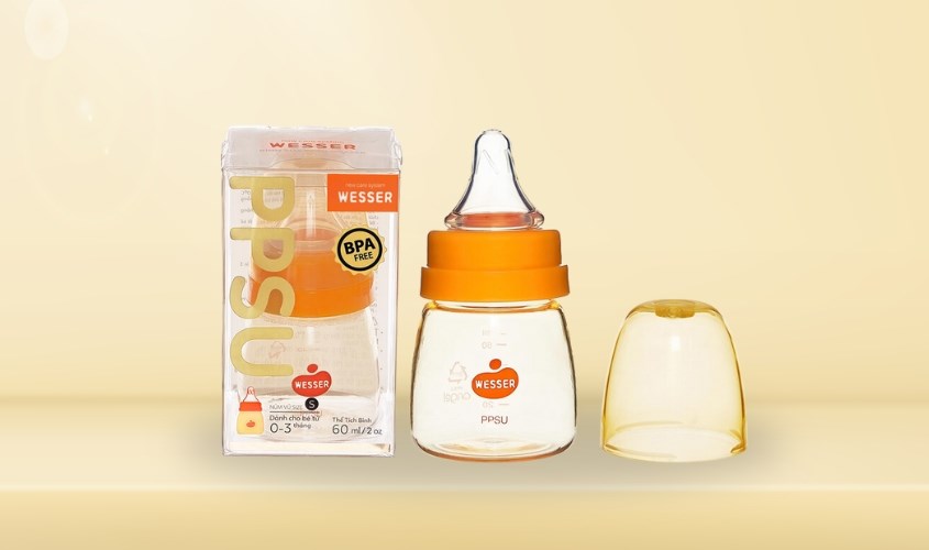 Bình sữa nhựa PPSU Wesser TBSWPP60 cổ hẹp 60 ml (0 - 3 tháng) Bình sữa nhựa PPSU Wesser TBSWPP60 cổ hẹp 60 ml (0 - 3 tháng)