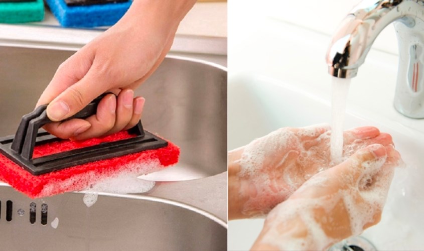  Vệ sinh tay và khu vực rửa bình sạch sẽ