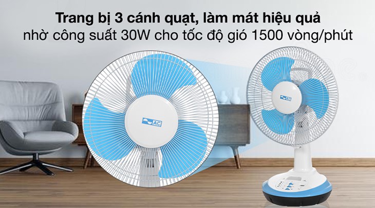 Quạt sạc điện AC 3 cánh ARF03D123 30W với công suất 30W cho tốc độ làm mát lên đến 1500 vòng/phút