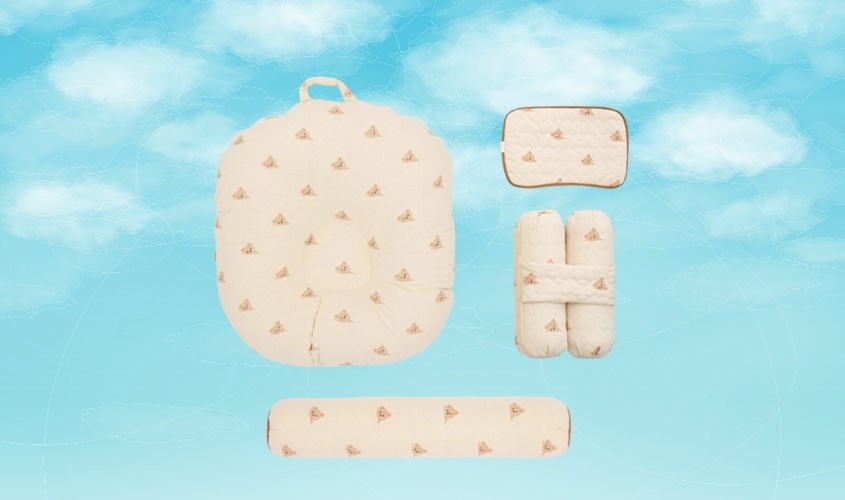 Combo 4 món gối Bessla sơ sinh cao cấp - Gấu (0 - 6 tháng)