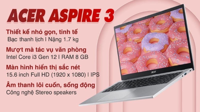 Laptop Acer Aspire 3 A315 510P 32EF i3 (NX.KDHSV.001) xử l&yacute; nhanh ch&oacute;ng c&aacute;c t&aacute;c vụ văn ph&ograve;ng