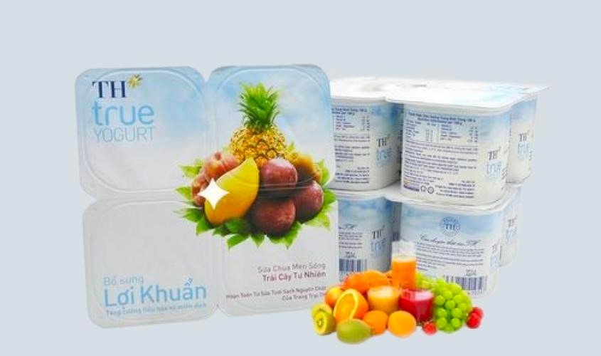 Lốc 4 hộp sữa chua trái cây TH true YOGURT vị trái cây 100g (từ 1 tuổi)