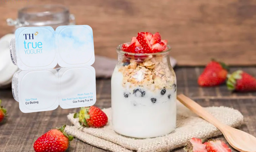 Lốc 4 hộp sữa chua có đường TH true YOGURT 100g (từ 1 tuổi)
