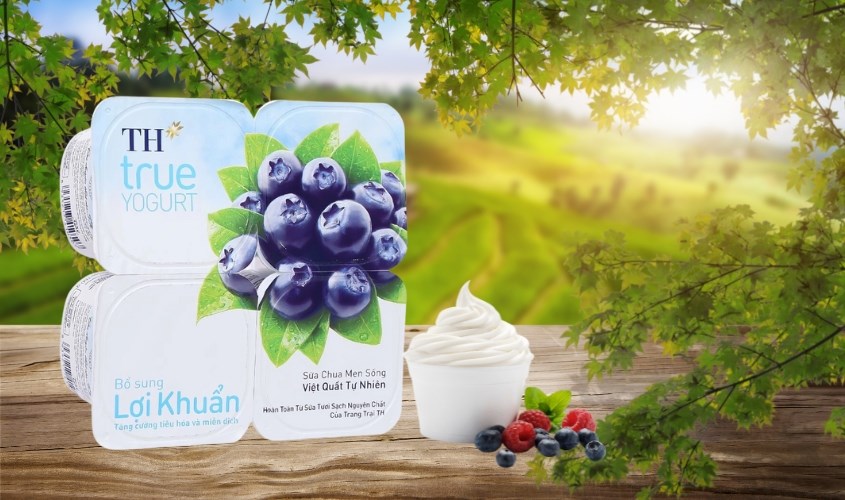 Lốc 4 hộp sữa chua trái cây TH true YOGURT vị việt quất 100g (từ 1 tuổi)
