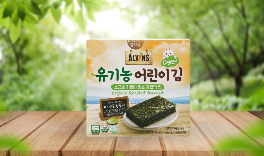 Hộp 10 gói snack rong biển hữu cơ tách muối vị truyền thống Alvins 1.5g (từ 6 tháng)
