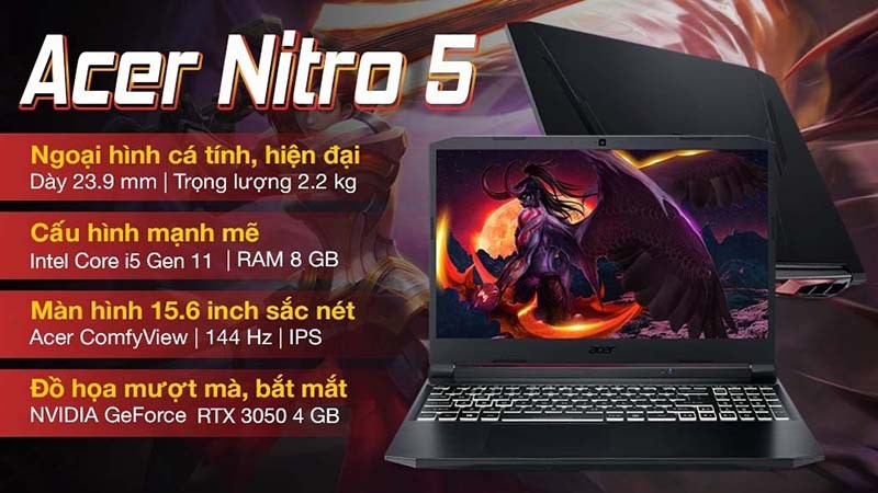 Laptop Acer Nitro 5 Gaming AN515 57 553E sẵn s&agrave;ng c&ugrave;ng bạn chinh phục tr&ecirc;n mọi đấu trường ảo