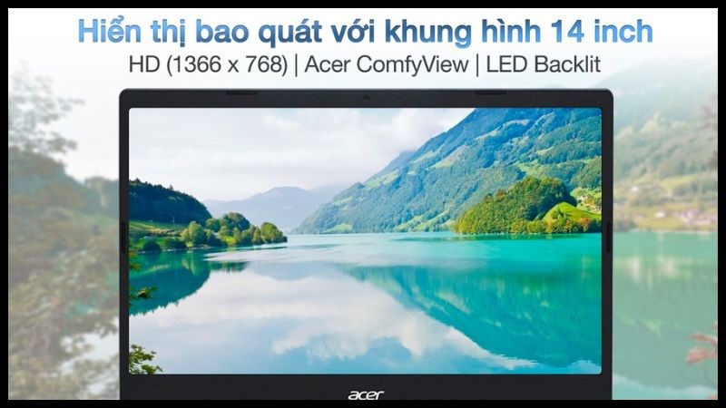 Acer Aspire 3 A314 35 C3KS N5100 với m&agrave;n h&igrave;nh 14 inch HD cho h&igrave;nh ảnh sắc n&eacute;t
